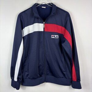 Fila Mens Track Jacket M Blue Colorblock Full Zip Tennis Patriotic pickleball